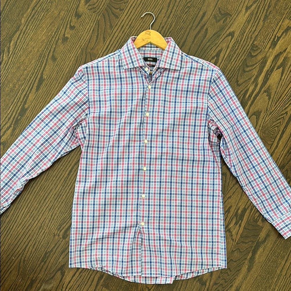 Brooks Brothers Red and Blue Plaid Shirt HUGO BOSS